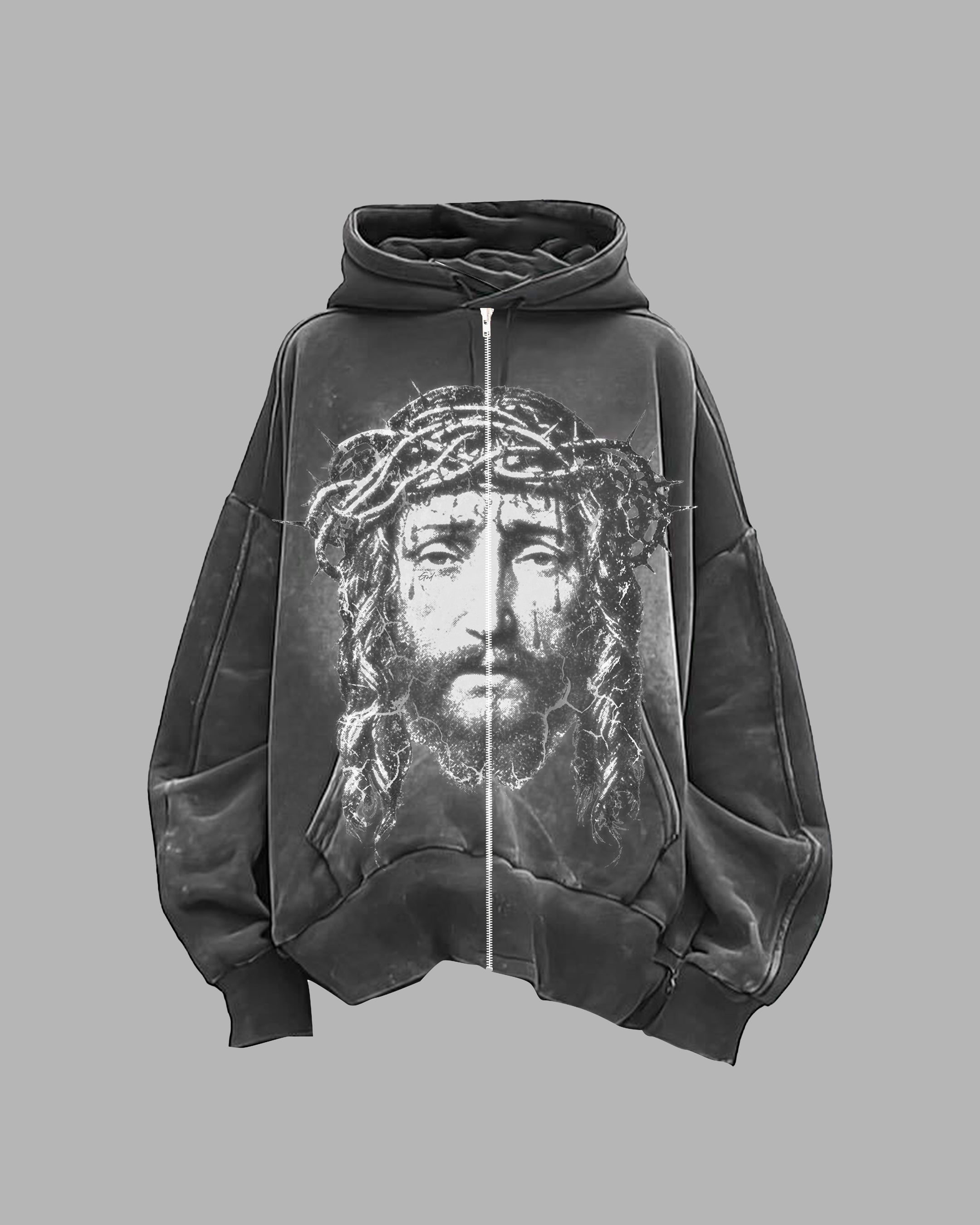 God Vintage Zip Up Hoodie